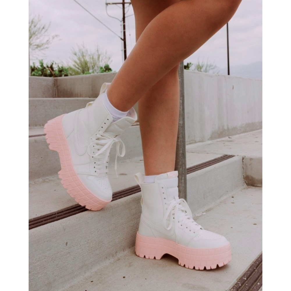 NIKE Jordan Air Mae Sail Pink White Platform Boot Sneakers - Picture 4 of 11